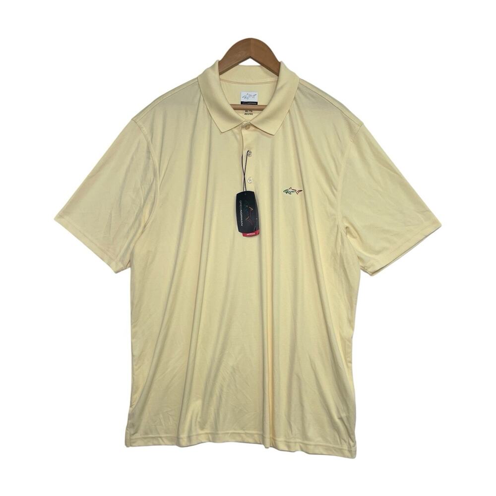 New Greg Norman Golf Polo Shirt Mens XXL Yellow Performance Classic Fit Play Dry